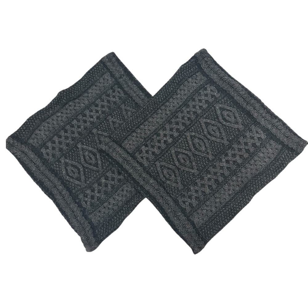 Aran Crafts Ireland Merino Wool Cable Knit Pillow Covers Set of 2 Charcoal 18x18